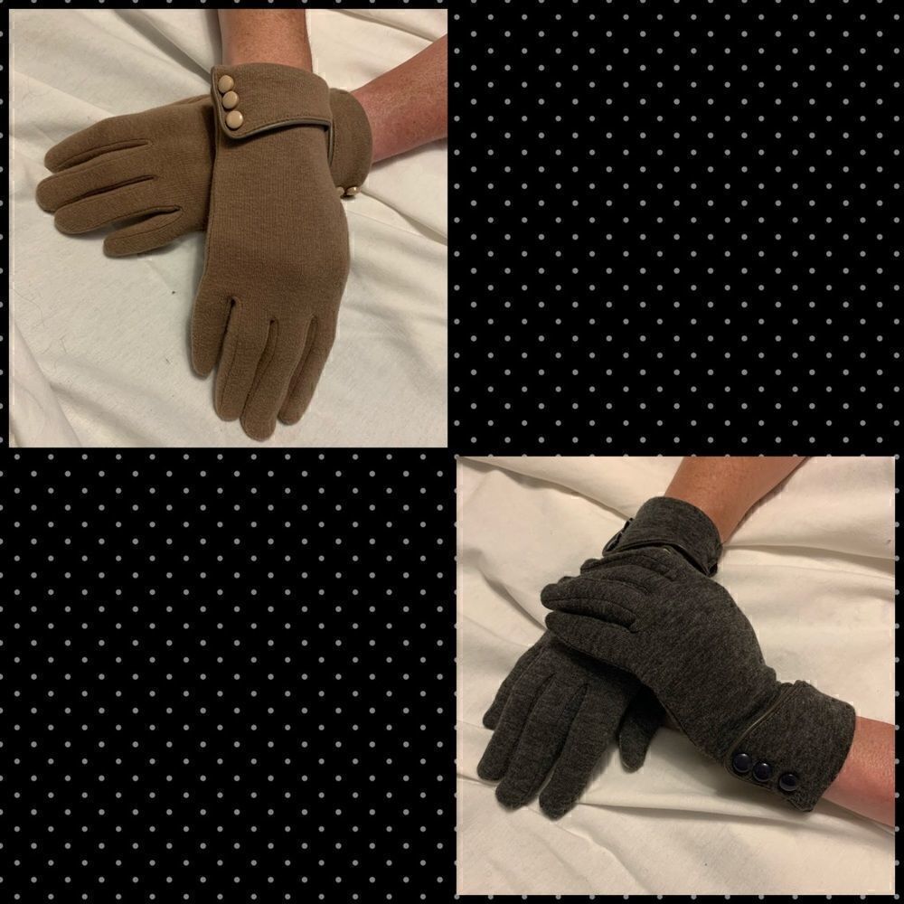 Two Sets of Typing Gloves Gray and Brown